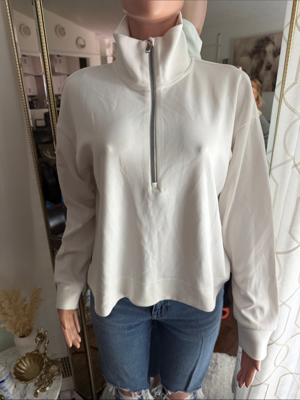 Neutral Cream Half-Zip Pullover